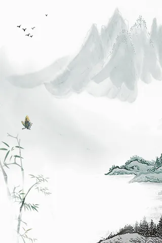 古典中国风水墨山水画海报高清