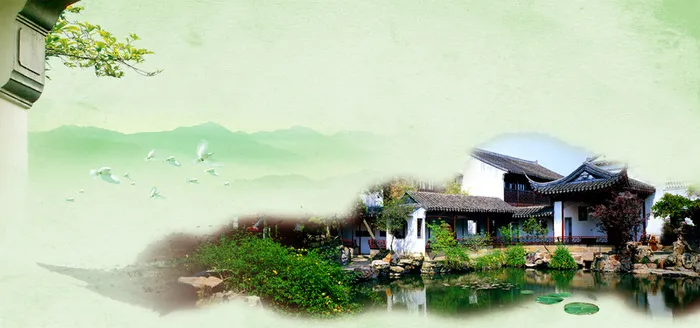 中国风江南园林背景高清