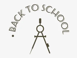 矢量创意扁平黑色圆规返校日英文免抠