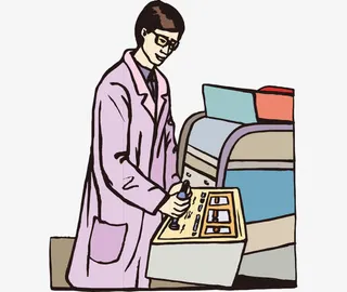 卡通手绘戴眼镜操作机器男人免抠