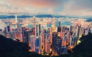 城市剪影俯视天空背景高清