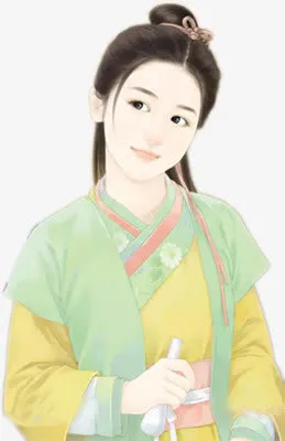 娇俏男装少女古风手绘免抠