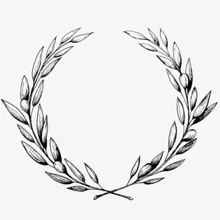 手绘黑色橄榄枝花环边框设计免抠免抠