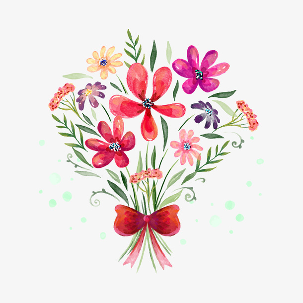 手绘花朵花束免抠