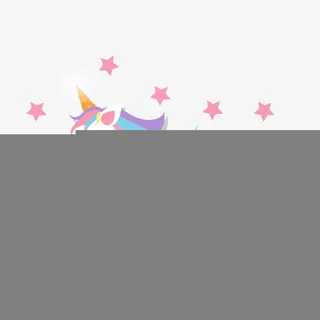 可爱白色独角兽贴纸矢量图免抠