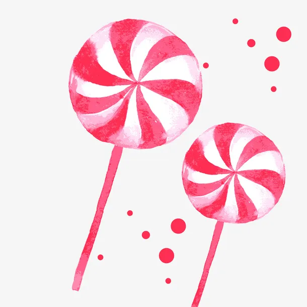 粉色花纹棒棒糖免抠