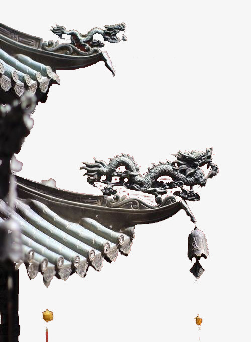 中国风龙元素宫殿屋角免抠