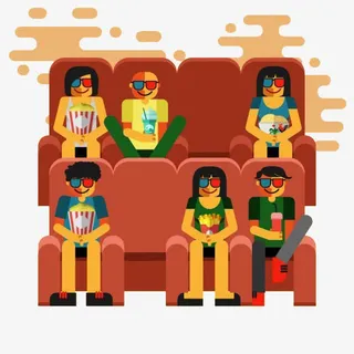 卡通影院观影图免抠