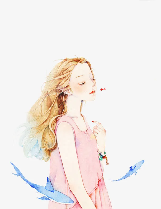 卡通手绘小女孩免抠