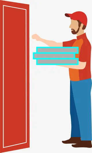 卡通送件的快递员免抠