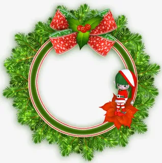 绿色植物装饰花环免抠