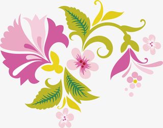 梦幻多彩花朵免抠