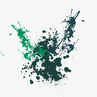 手绘绿色喷溅墨汁免抠