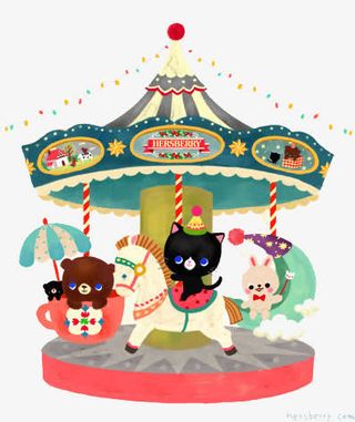 卡通旋转木马免抠