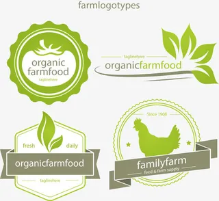 手绘有机农场的标志免抠