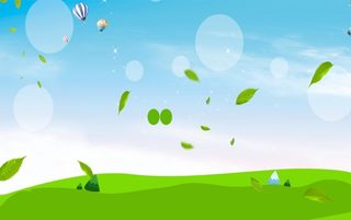 蓝色天空绿叶卡通背景素材高清