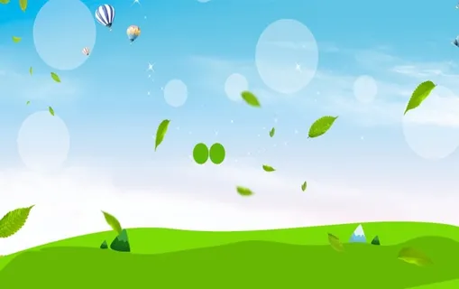 蓝色天空绿叶卡通背景素材高清 蓝色天空绿叶卡通背景素材高清