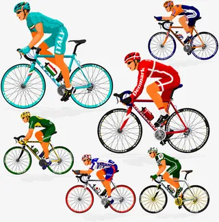 蓝色简约自行车手免抠