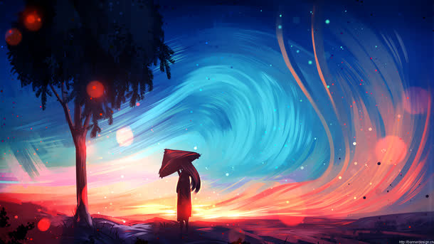 涂鸦多彩颜色星空效果免抠