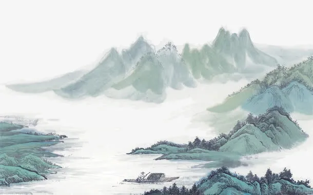 水墨中国风山水画免抠