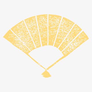 黄色日系卡通扇子免抠