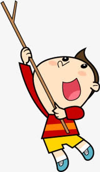 拿树枝的男孩卡通淘宝促销免抠