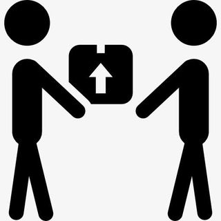 送货工人给一个盒子接收器图标免抠