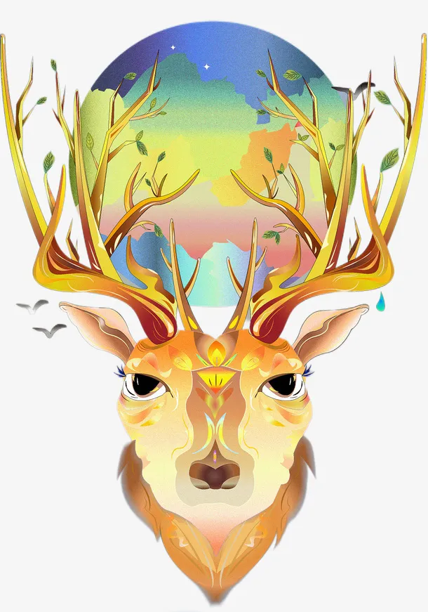卡通动物鹿插画免抠
