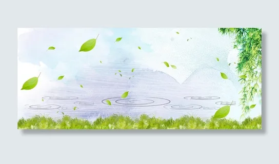 春游水波卡通树叶蓝banner高清 春游水波卡通树叶蓝banner高清