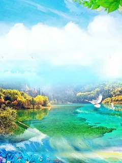 夏日旅行九寨沟海报背景模板高清