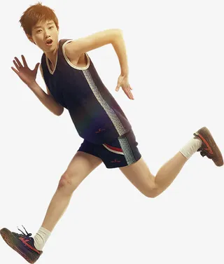 奔跑清晨夏日男孩免抠