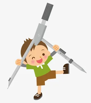 卡通拿着圆规的男孩免抠