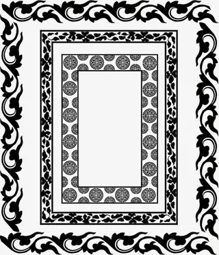 矢量花纹边框免抠
