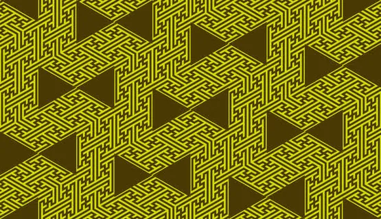 黄色线条几何印花免抠