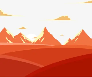 红色夕阳西下景色免抠