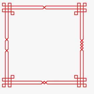中国风浮雕立体红色浮雕正方形边免抠