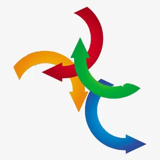 四色叠放箭头图案免抠