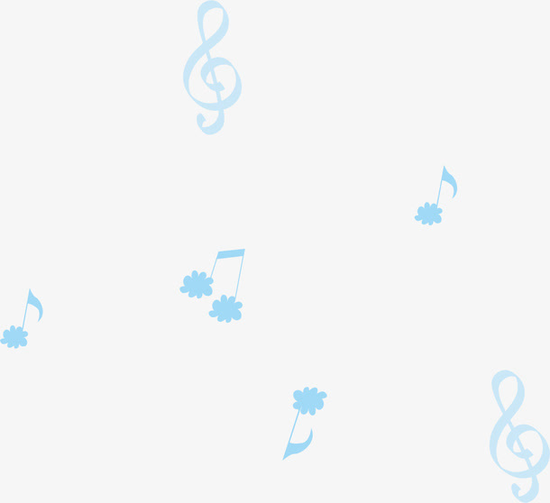 蓝色音符漂浮免抠