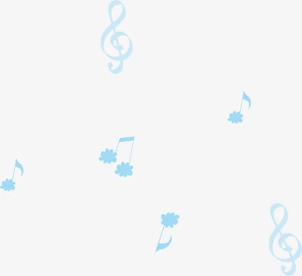 蓝色音符漂浮免抠