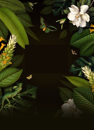 夏季招聘深色绿叶海报背景素材图高清