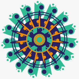 蓝绿色创意万花筒免抠