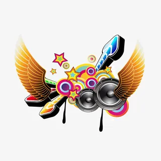 彩色动感翅膀活动图免抠