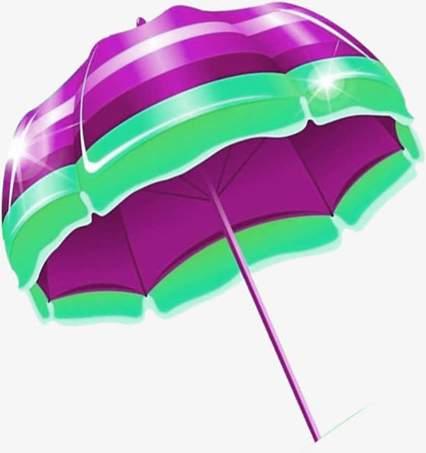紫色条纹左倾遮阳伞免抠