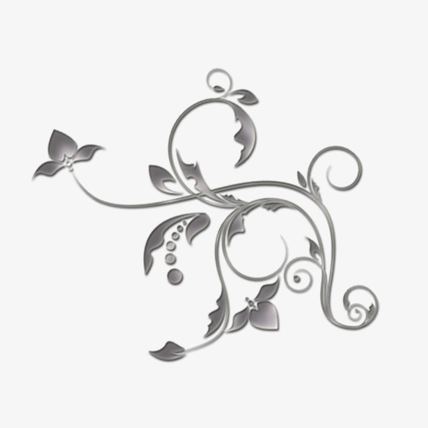 银色欧式装饰花纹免抠
