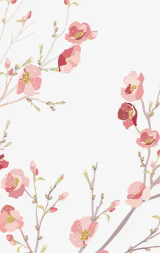 创意合成手绘冬天的梅花免抠