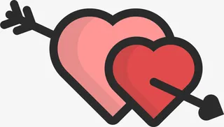 情人节卡通穿心爱心免抠