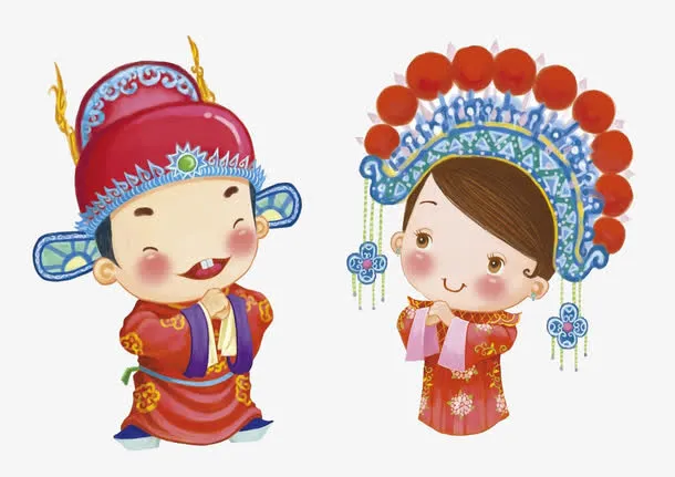 卡通手绘新娘新郎免抠素材免抠