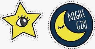 星星月亮贴纸免抠