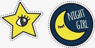 星星月亮贴纸免抠