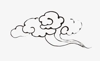 中国风黑白线条祥云免抠